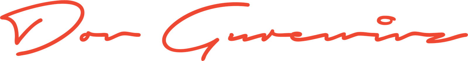 Handwritten script signature logo in orange-red on a white background