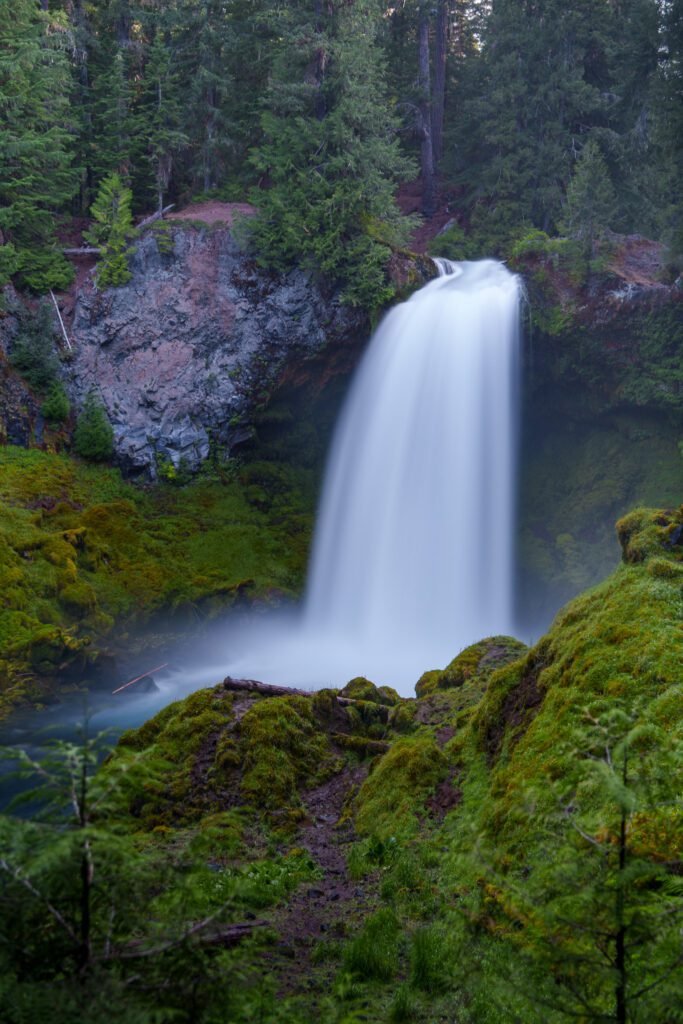 Sahalie falls oregon mckenzie river Tall waterfall through a forested canyon