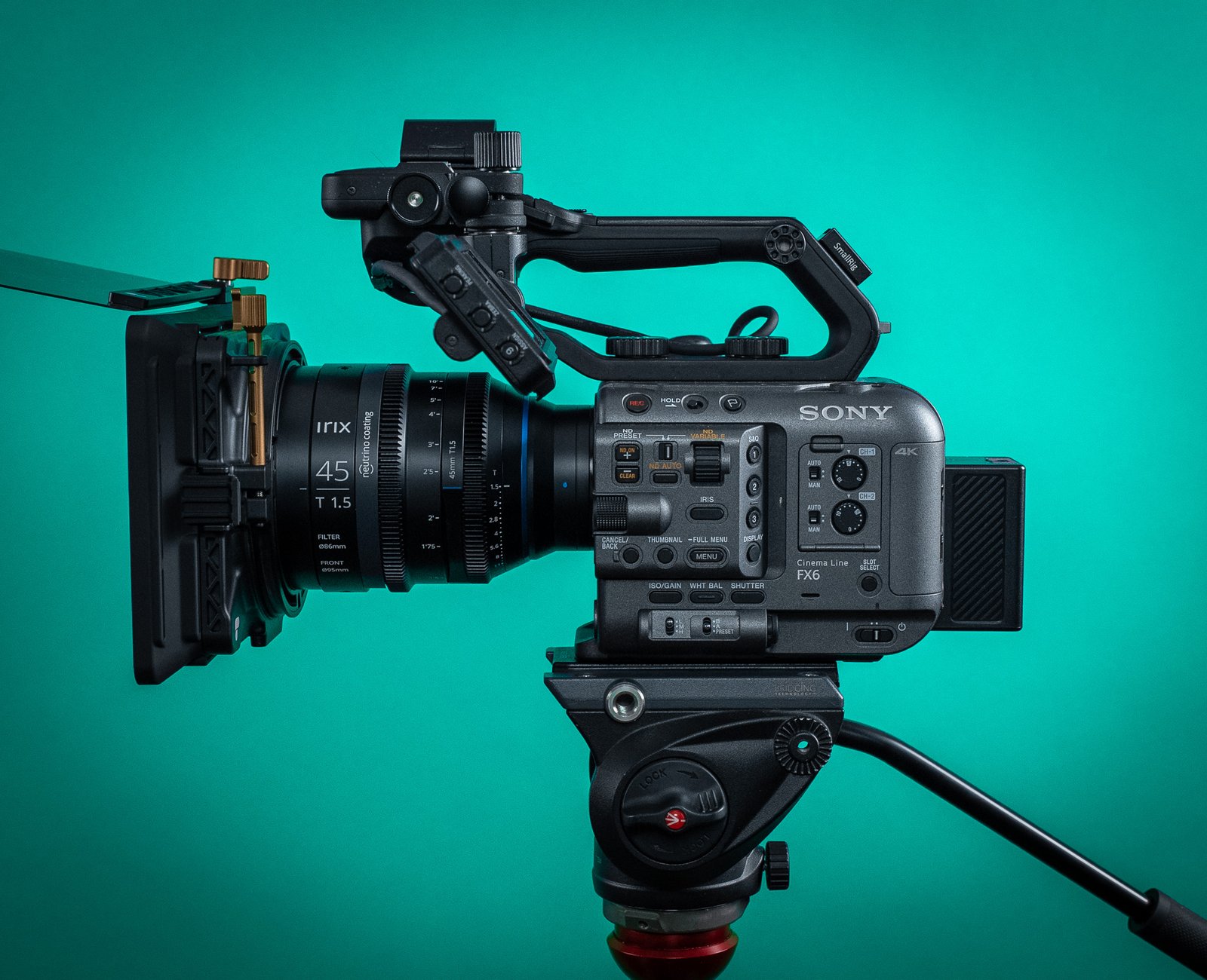 Sony FX6 cinema camera with Irix 45mm lens on a tripod